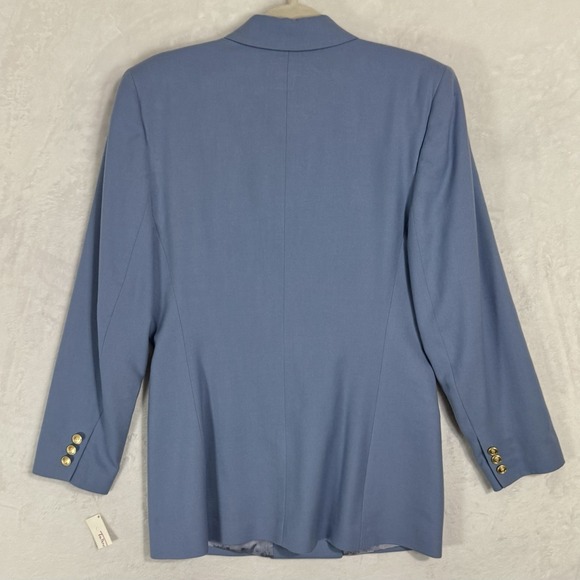 Vintage Talbots Wool Midi Skirt Suit 10 Fit 6 8 Blue Double Breasted Gold Button - Picture 12 of 16